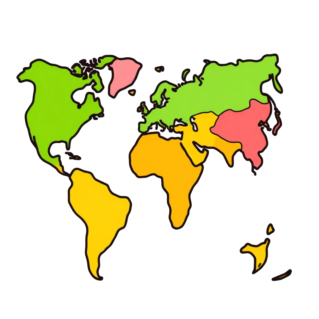 Colorful cartoon world map